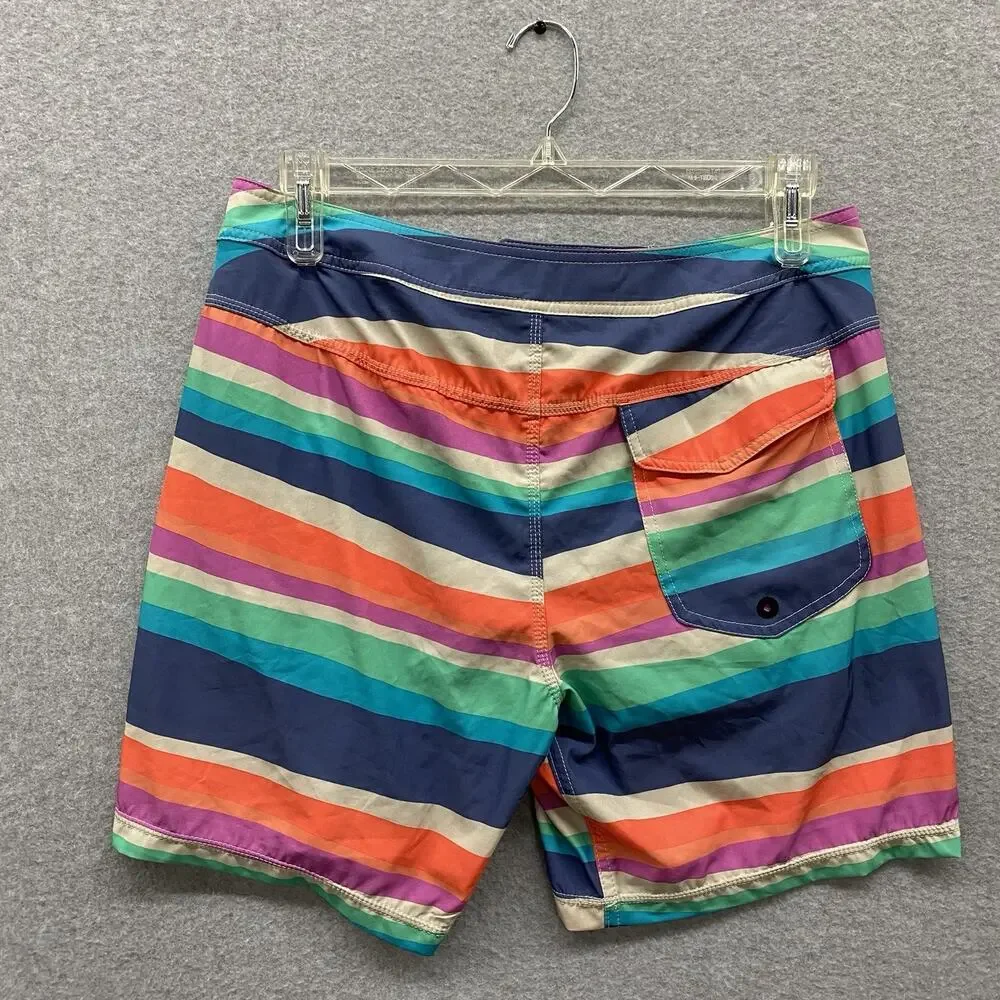 SAXX Betawave 2N1 Board Shorts 32 Striped Swim Trunks BallPark Pouch Stretch